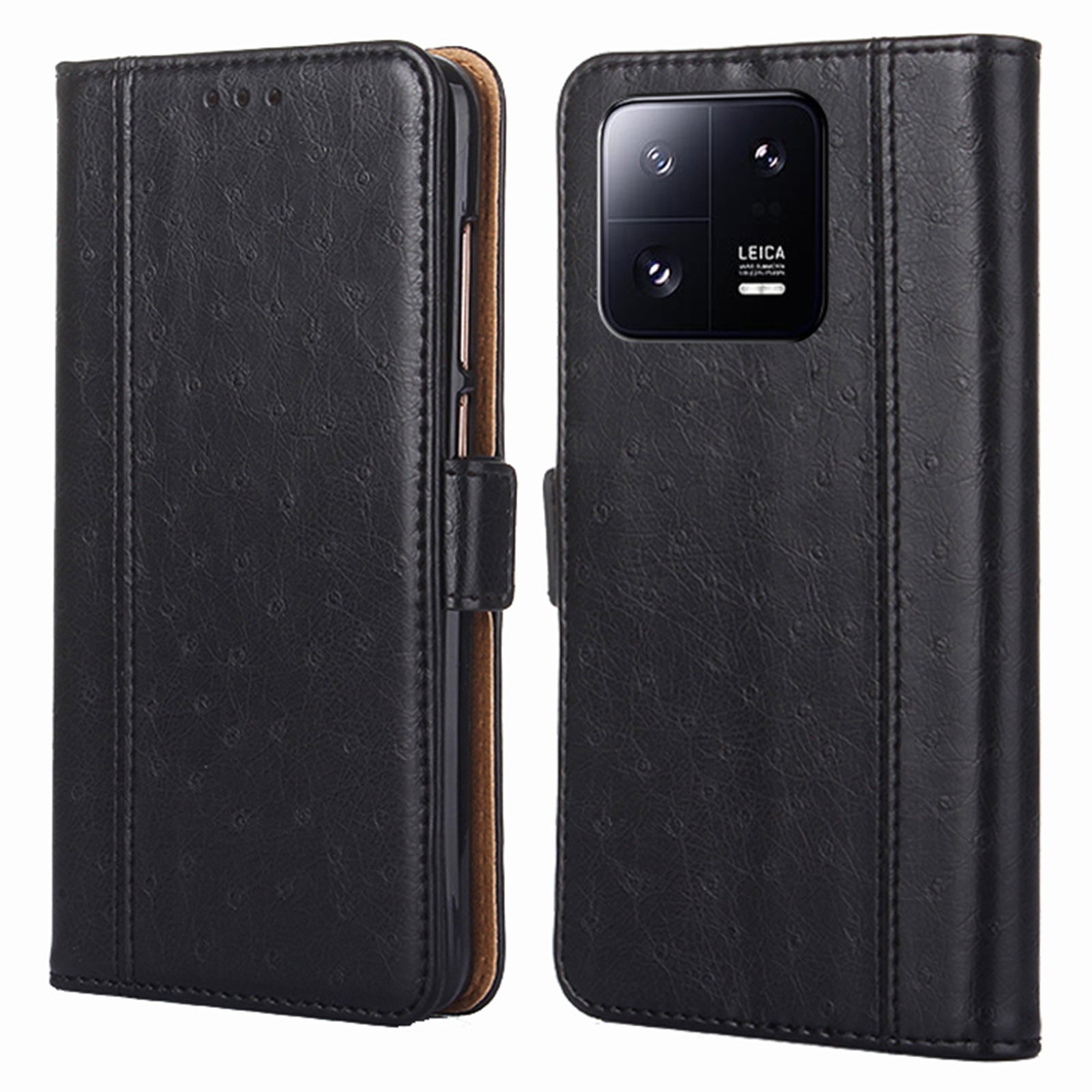 Flip Leather Phone Case For Xiaomi 13 Pro 5G Ostrich Texture Magnetic Closure Wallet Stand Shockproof Cell Phone Cover Flip Leather Phone Case For Xiaomi 13 Pro 5G Ostrich Texture Magnetic Closure Wallet Stand Shockproof Cell Phone Cover